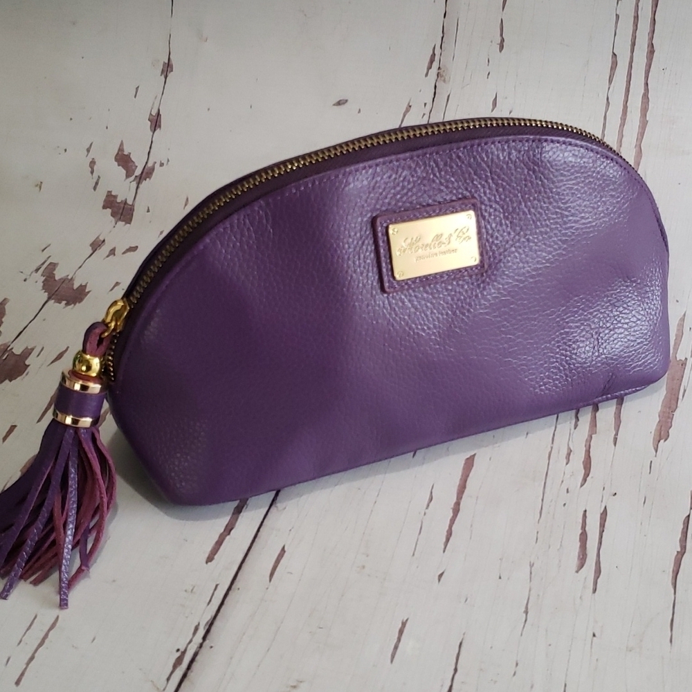 Moreller and Co. cosmetics, clutch Purple leather bag